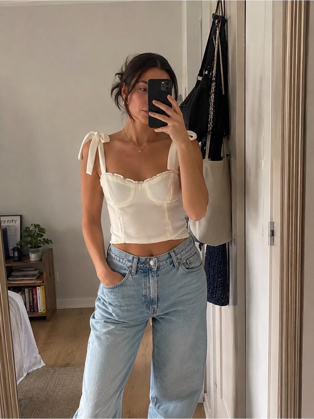 Off White Cropped Corset Top